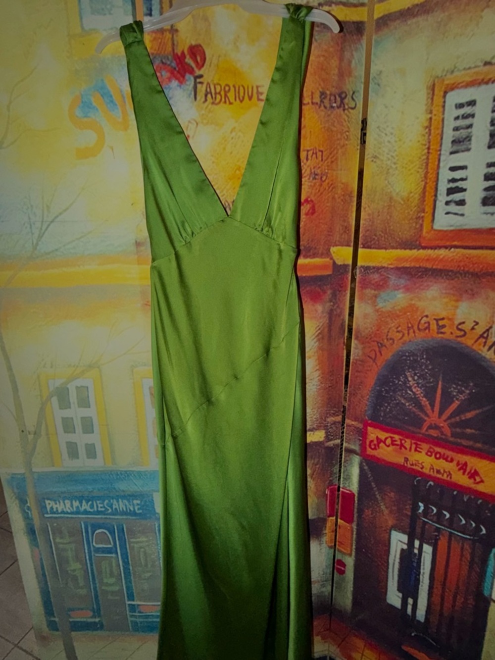 Meshki Green Satin Maxi Dress - Picture 2 of 4